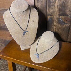 Cute Gun Revolver Pendant Necklace Cowgirl Necklace 2 for 1 price !